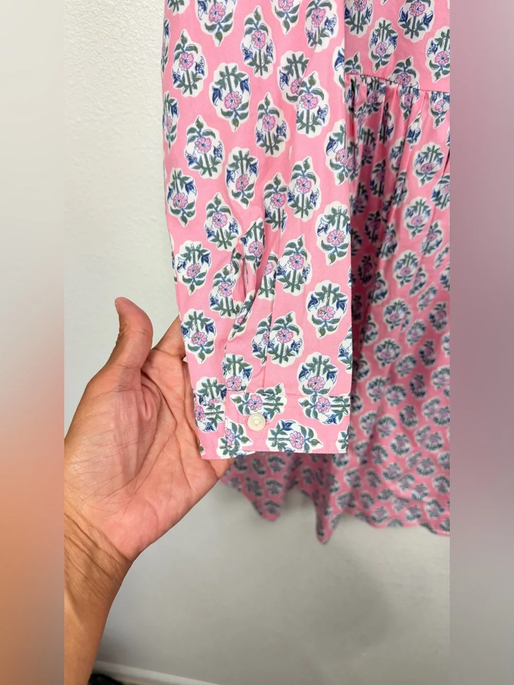 J. Crew NWOT Floral Long-Sleeve Button-Down Collared Cotton Mini Dress Size 0